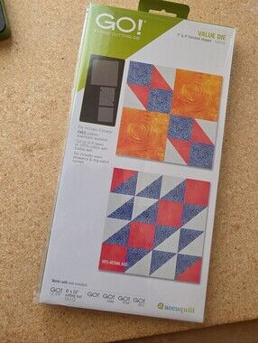 AccuQuilt GO! Value Die #55018 NEW Factory Sealed w/ Pick Tool Squares & HST